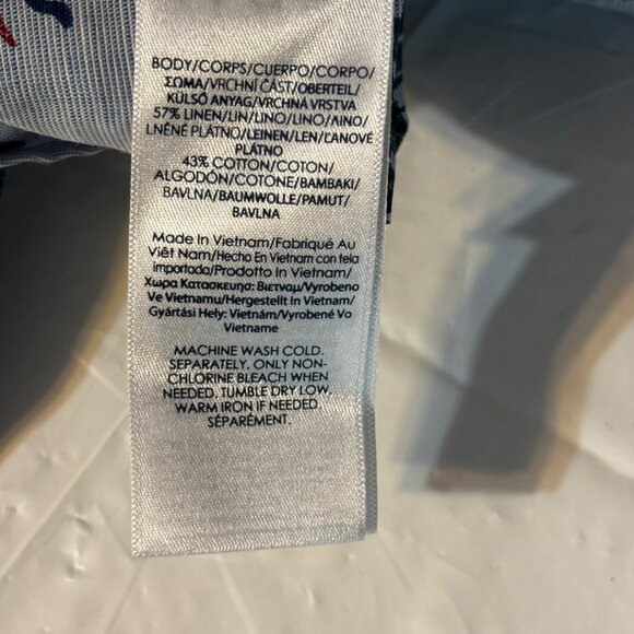 Chaps Men’s Medium Short Sleeve Linen Cotton Hawaiian Shirt With Tropical Print - Picture 8 of 9